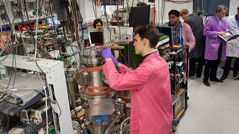 Researchers using equipment